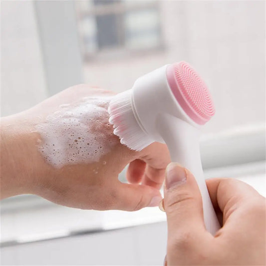 Brosse nettoyante pour le visage en silicone double face - Exfoliant doux