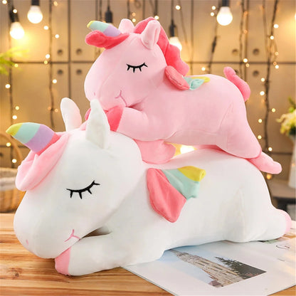 25CM Kawaii Unicorn Plush Toy Soft Stuffed Lying White Pink Horse Appease Doll