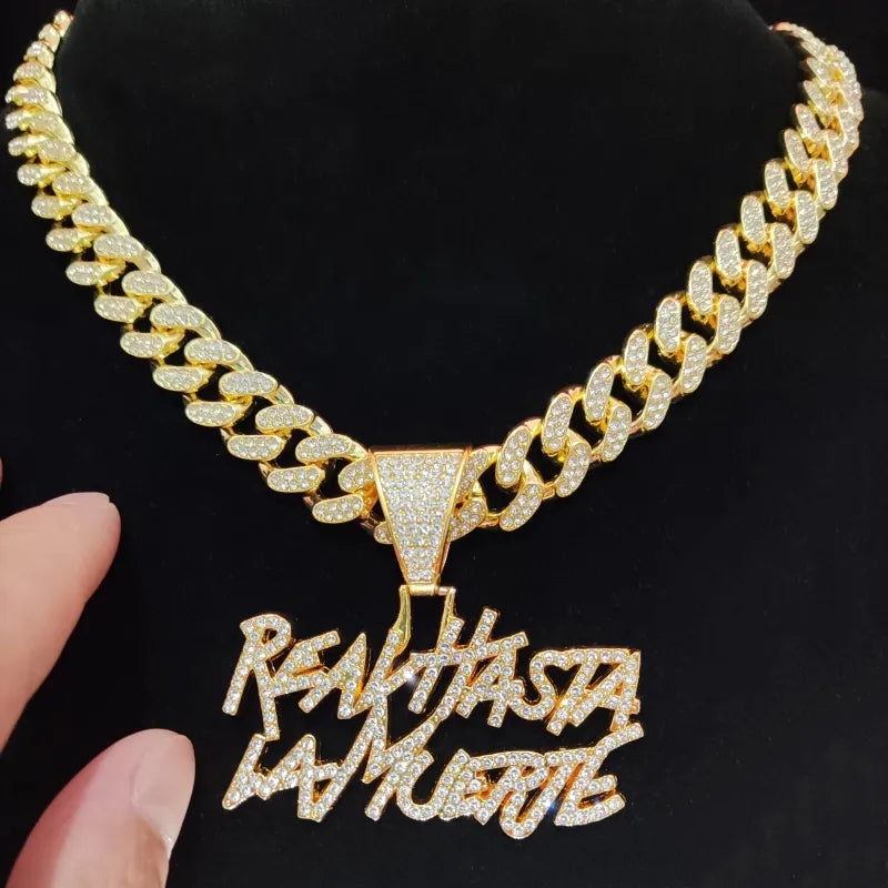 Collier avec pendentif lettre Hip Hop pour hommes et femmes