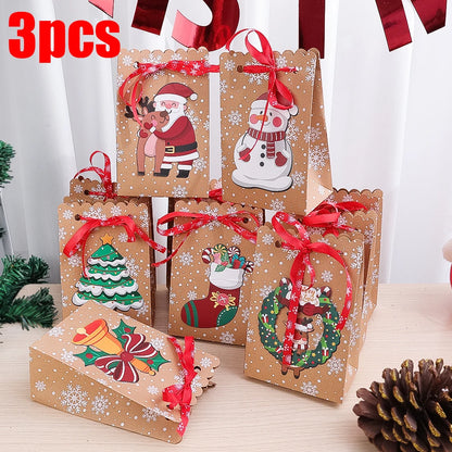 Sacs cadeaux de Noël Kraft 6 pièces pour emballage festif
