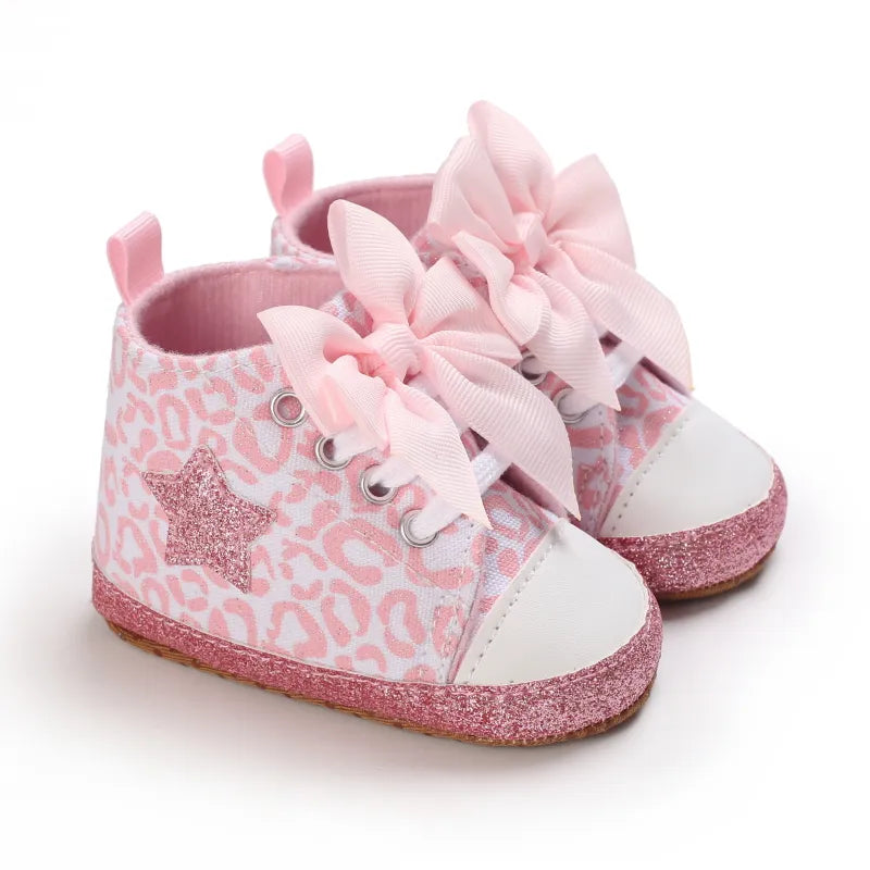 Prinzessinnen-Babyschuhe mit weicher Sohle in Rosa