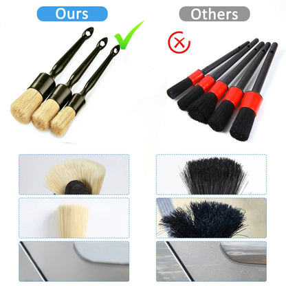 Boar Hair Bristle Brush for Car Exterior and Interior Cleaning