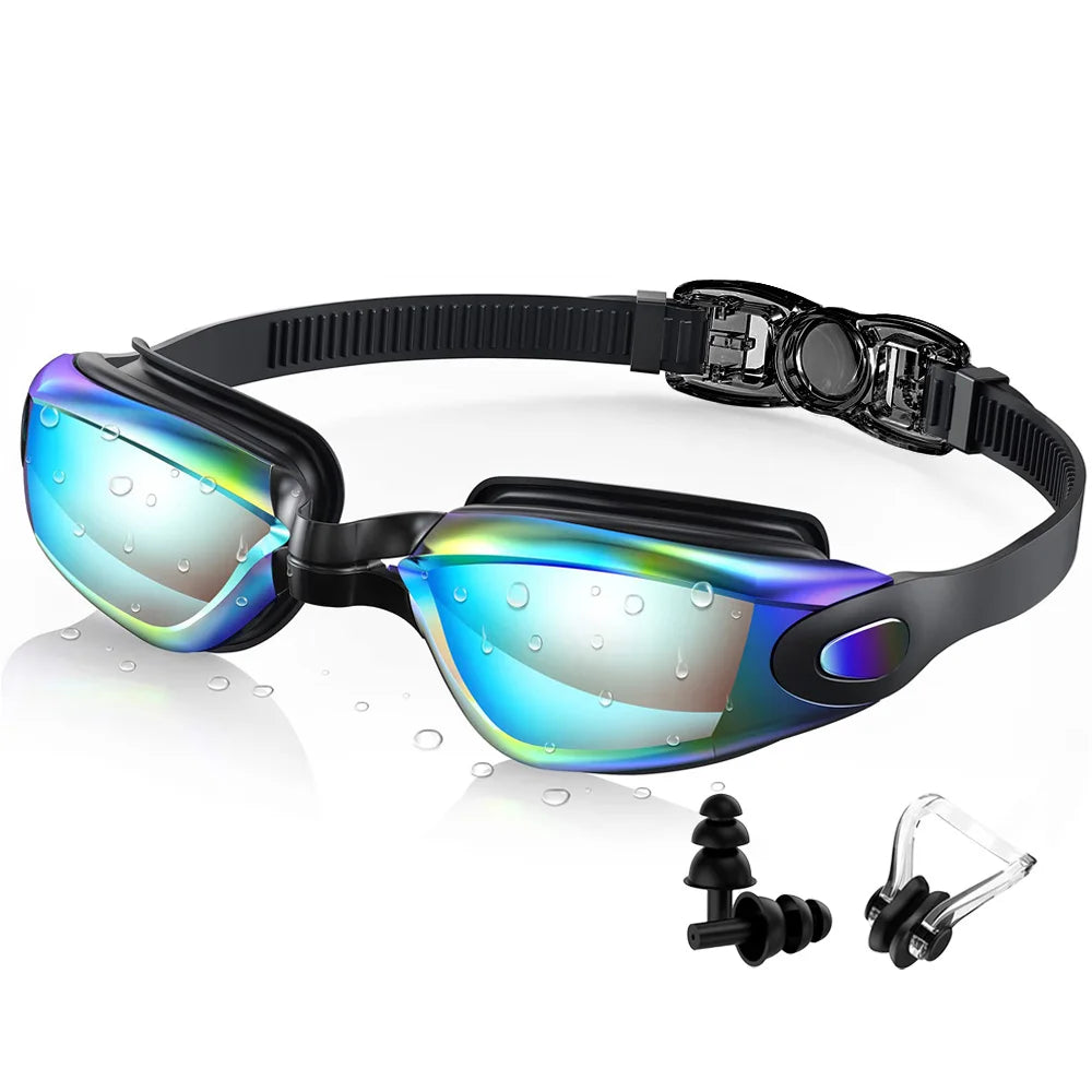 Colorful Electroplated Competition Swim Goggles for Adults