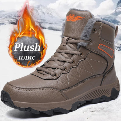 Men's Waterproof Leather Winter Snow Boots