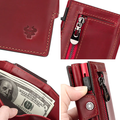 New Automatic Card Holder Genuine Leather Wallet