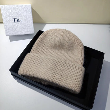 Women's Winter Knitted Beanie - Warm Cashmere Wool & Rabbit Fur Ski Hat