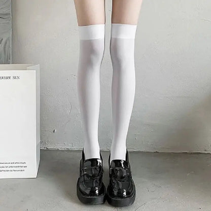 Solid Color Lolita Stockings - Black & White