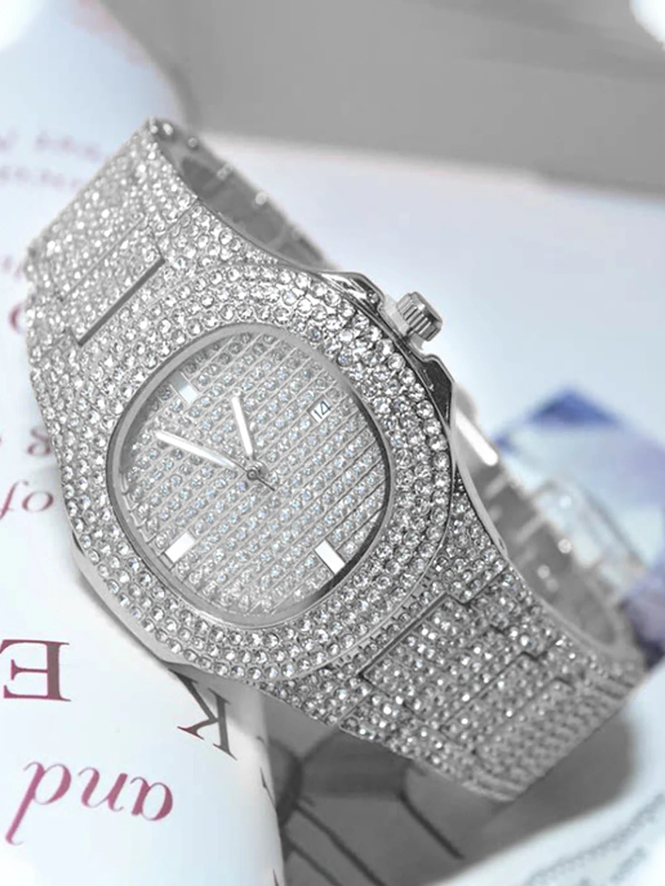 Luxury Iced Out Watch & Bling Jewelry Set