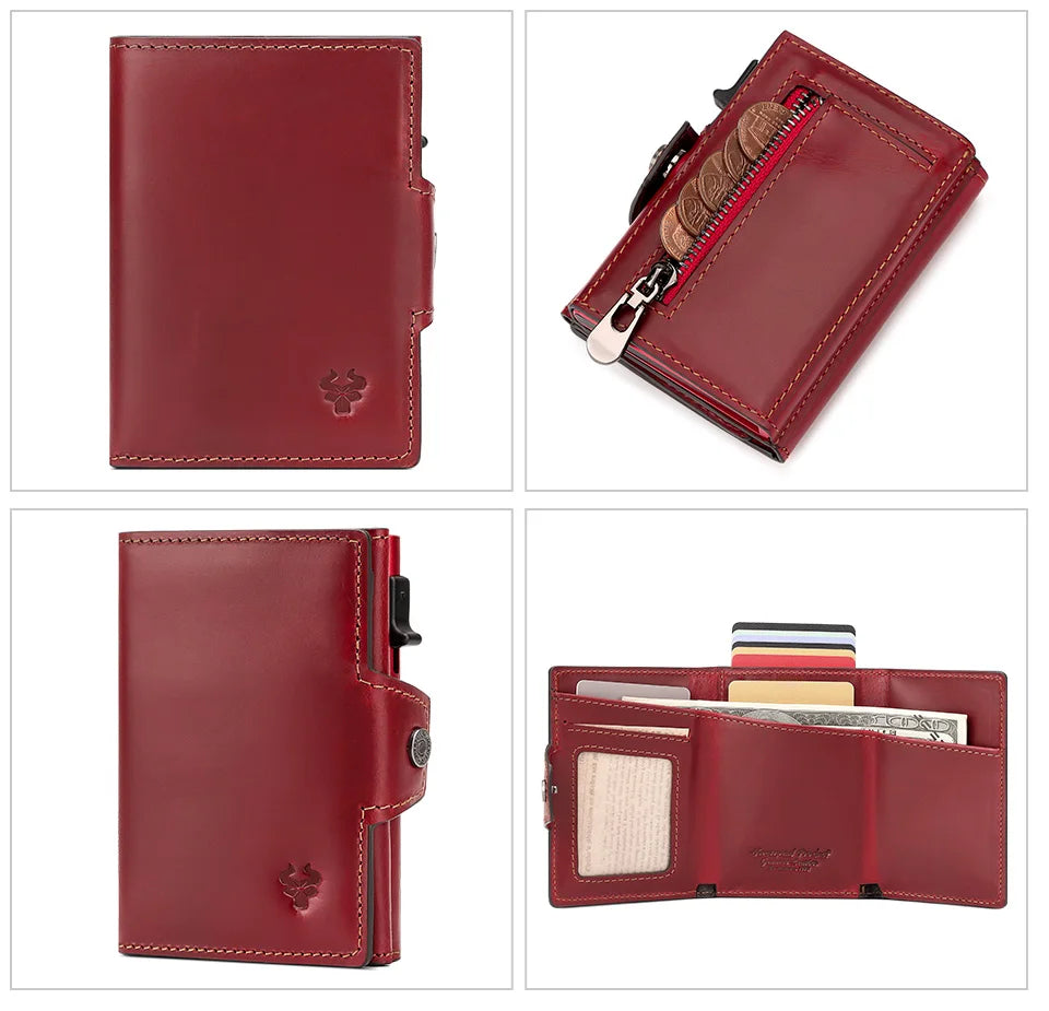 New Automatic Card Holder Genuine Leather Wallet