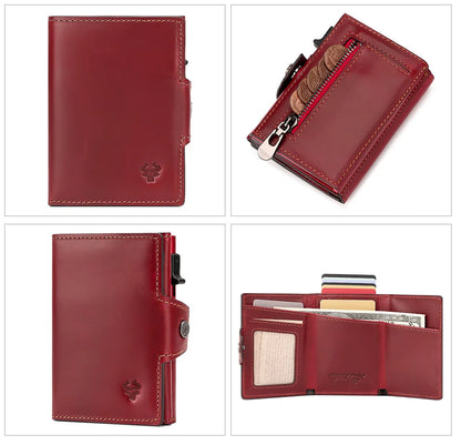 New Automatic Card Holder Genuine Leather Wallet