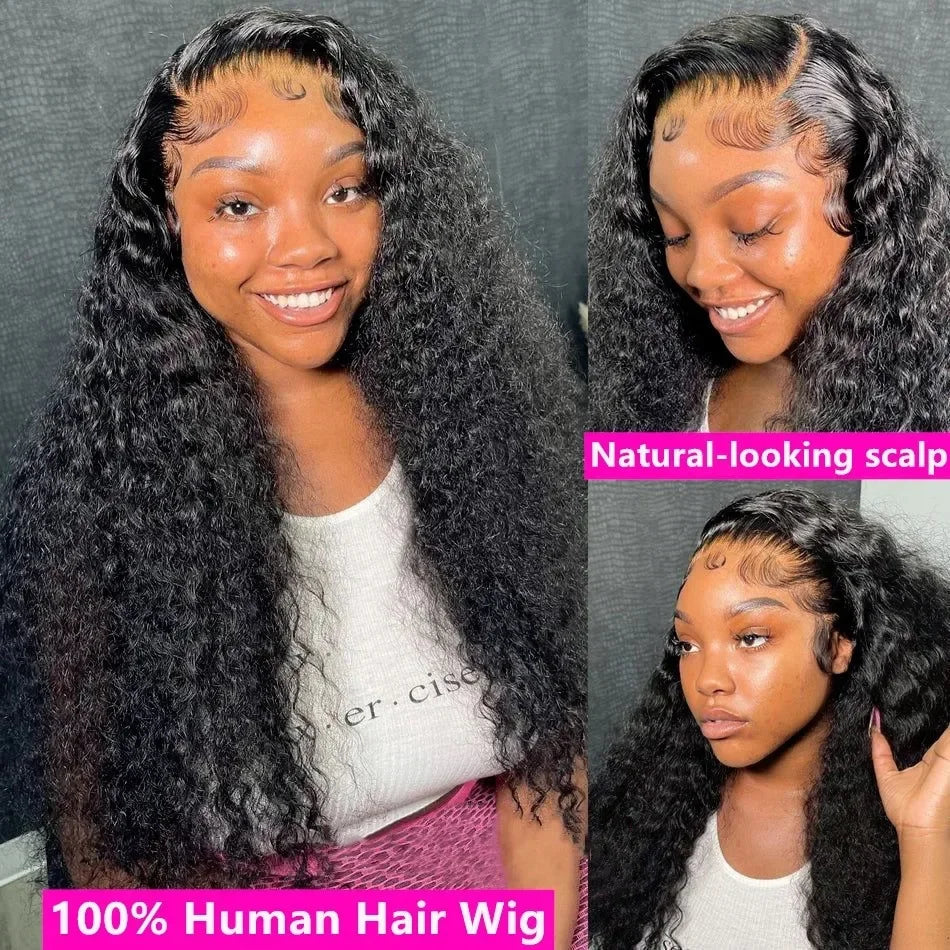HD Lace Frontal Deep Wave Curly Echthaar Vorgezupfte Damenperücke