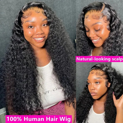 HD Lace Frontal Deep Wave Curly Echthaar Vorgezupfte Damenperücke