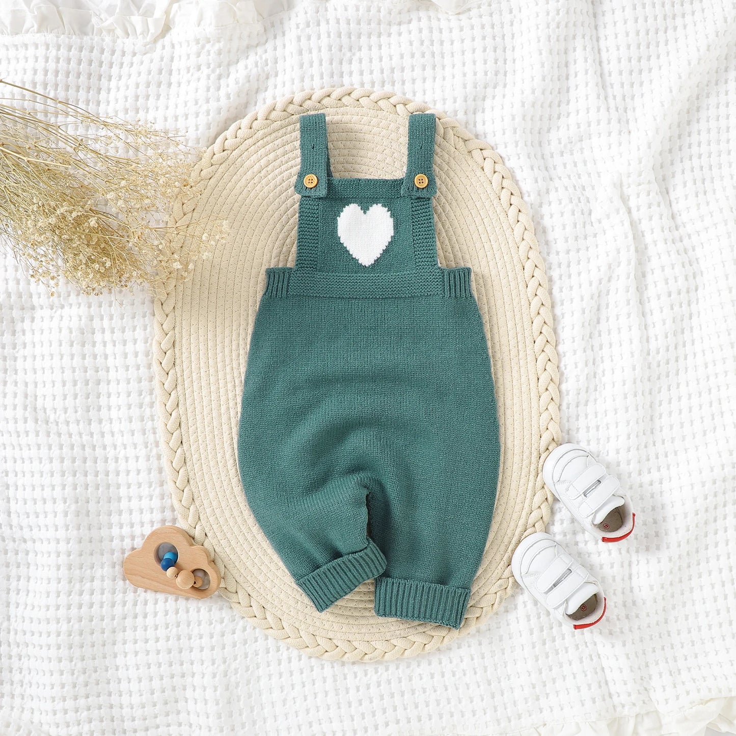 Heart-Shaped Sleeveless Knit Romper for Babies