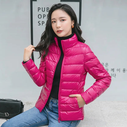 Women's Lightweight Spring Puffer Jacket - Slim Fit