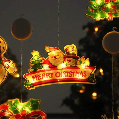 Lumières de fenêtre de Noël à LED avec décor de silhouette clignotante