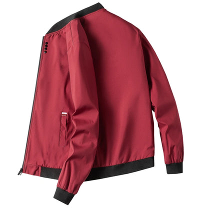 Veste coupe-vent zippée à col de baseball solide pour hommes