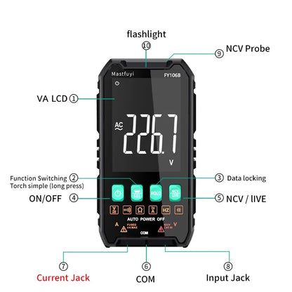 Mini-Digitalmultimeter – intelligenter Elektrikertester für Gleich-/Wechselspannung