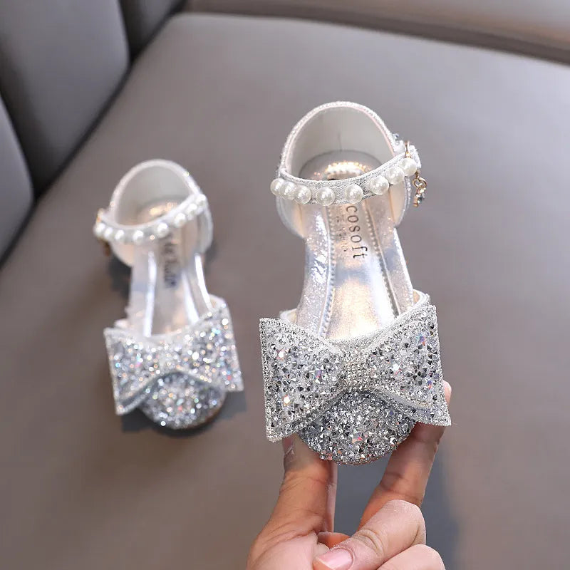 Sandales à paillettes pour enfants, chaussures de princesse