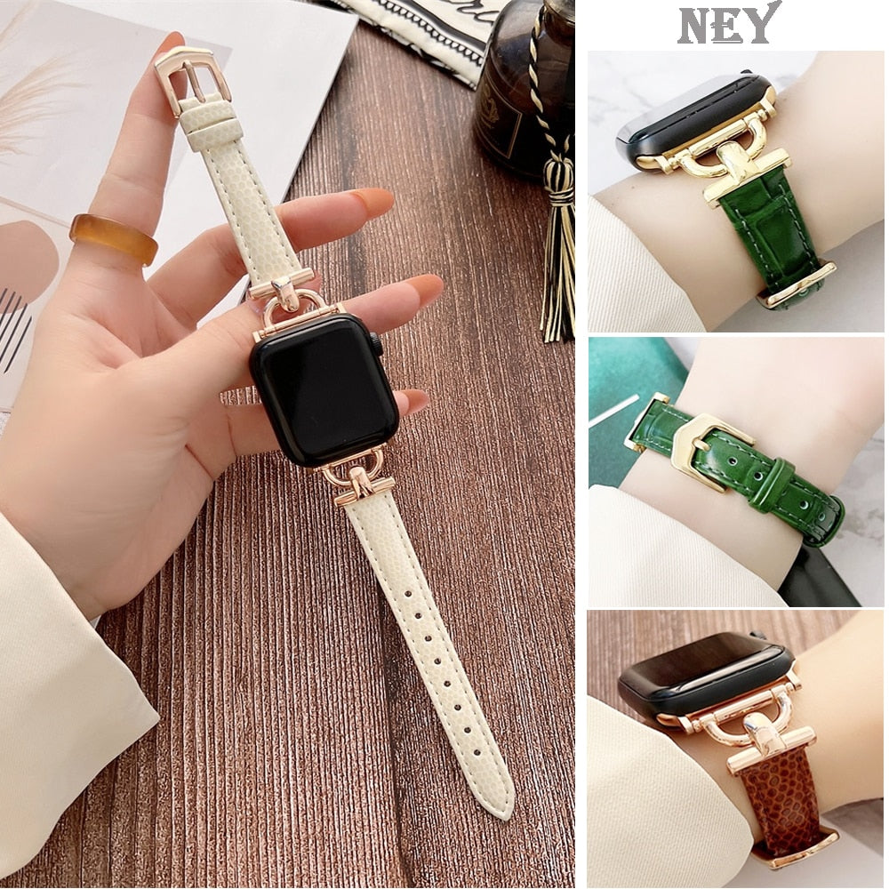 Luxury Slim Leather Apple Watch Band