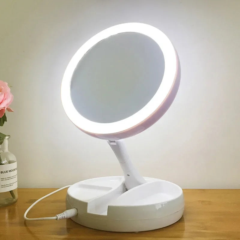 Miroir de courtoisie de maquillage à LED amovible