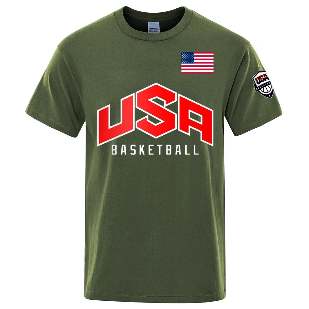 T-shirt streetwear surdimensionné imprimé USA Basketballer