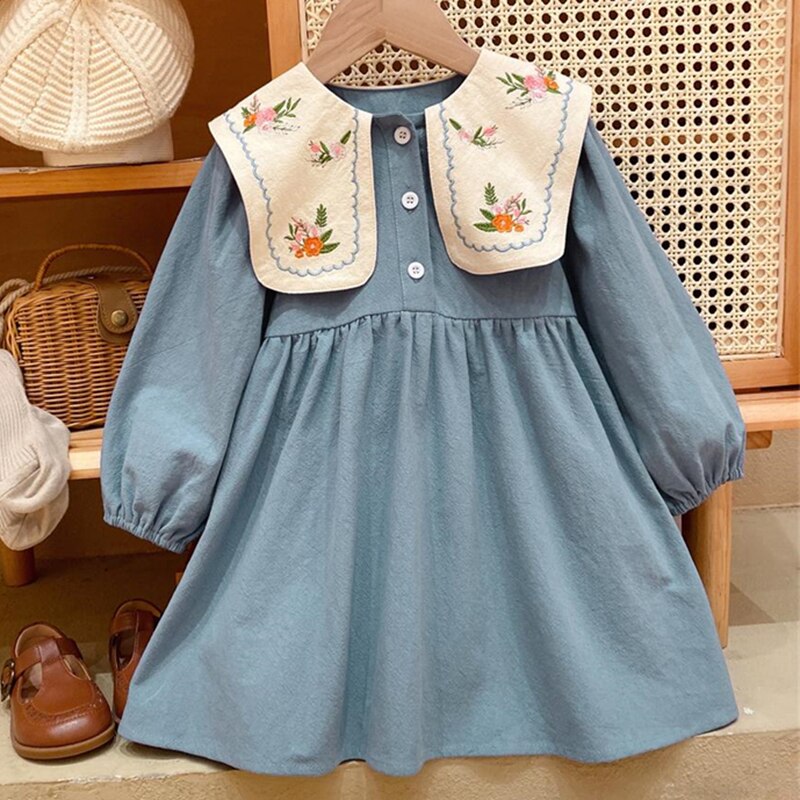 Korean Style Embroidered Girl's Dress