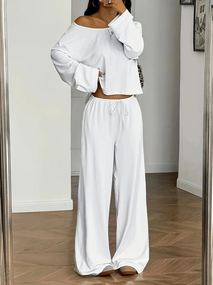 Sommerliches 2-teiliges Set mit Fledermausärmeln und V-Ausschnitt