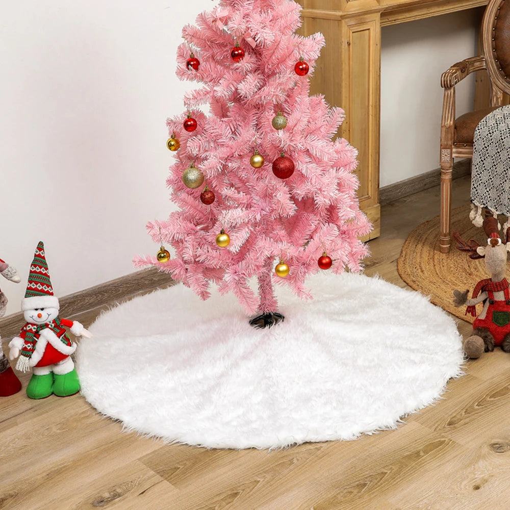 White Plush Christmas Tree Skirt Festive Base Decoration