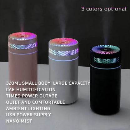 250ML Portable Car Air Humidifier - USB LED Essential Oil Diffuser