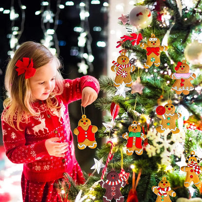 12 Assorted Plastic Gingerbread Man Ornaments for Tree Decor