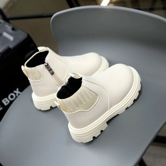 Kid's Non Slip British Style Leather Boots