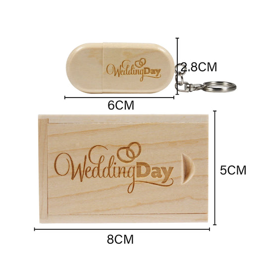 Wooden/Bamboo USB 2.0 Flash Drive with Keychain - 4GB to 128GB