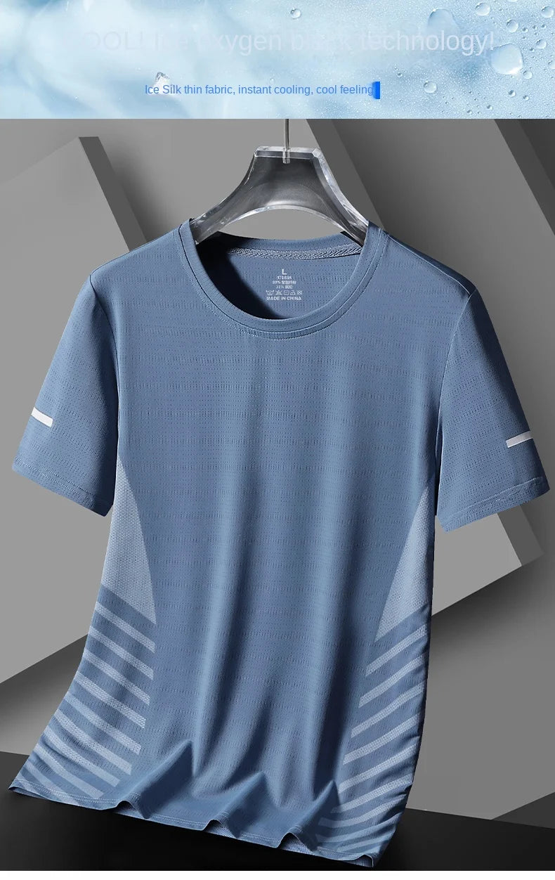 Men's Short Seleve Quick Dry Ice Silk Sport Running T-Shirts