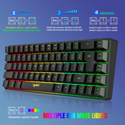 Mini clavier de jeu filaire K68 RGB Streamer V200