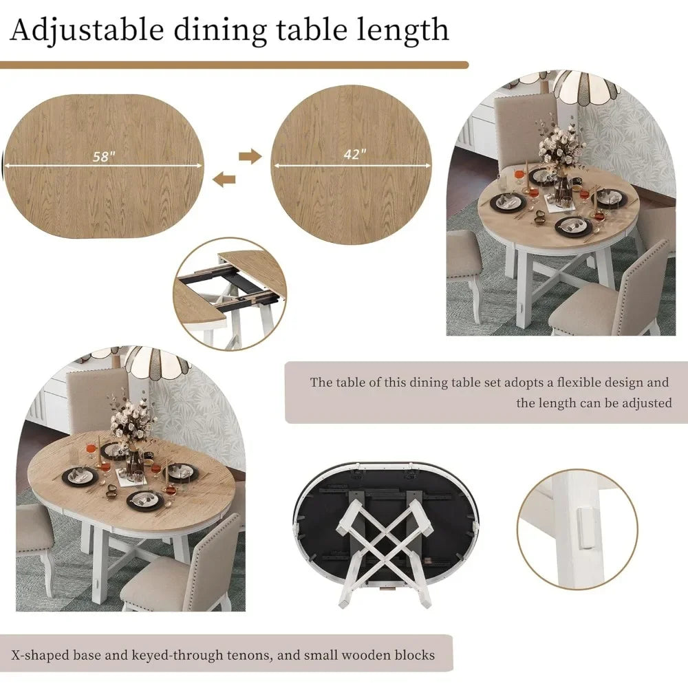 5-Piece White Dining Table Set