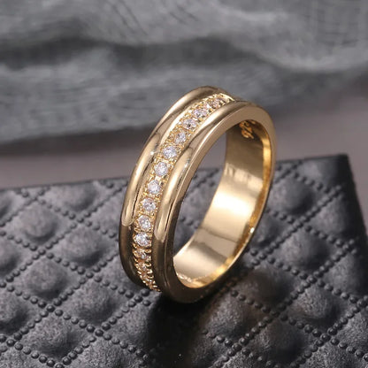 Rose Gold Double Row Square Zircon Wedding Ring