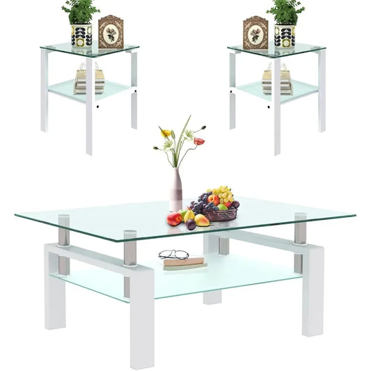 Table basse en verre noir et meubles de salon modernes