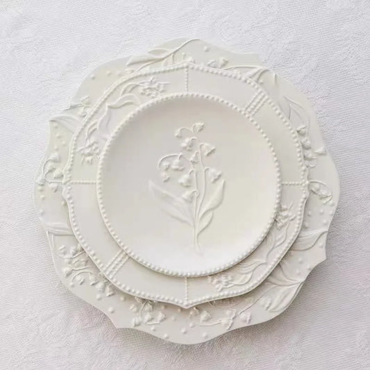 Assiette nordique plat de pâtes à steak blanc moderne - Vaisselle de restaurant de thé et d'hôtel