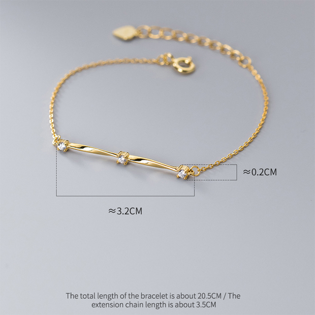 Korean Twist Stone Bracelet: 925 Silver & 18k Gold