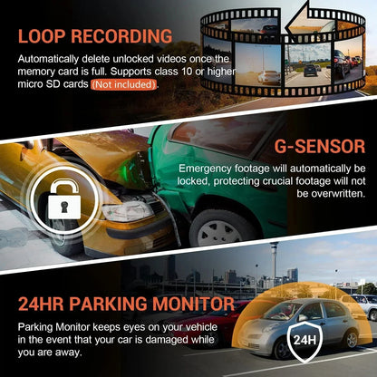 1080P WiFi Dual Dash Cam with Rear View Camera & Video Recorder