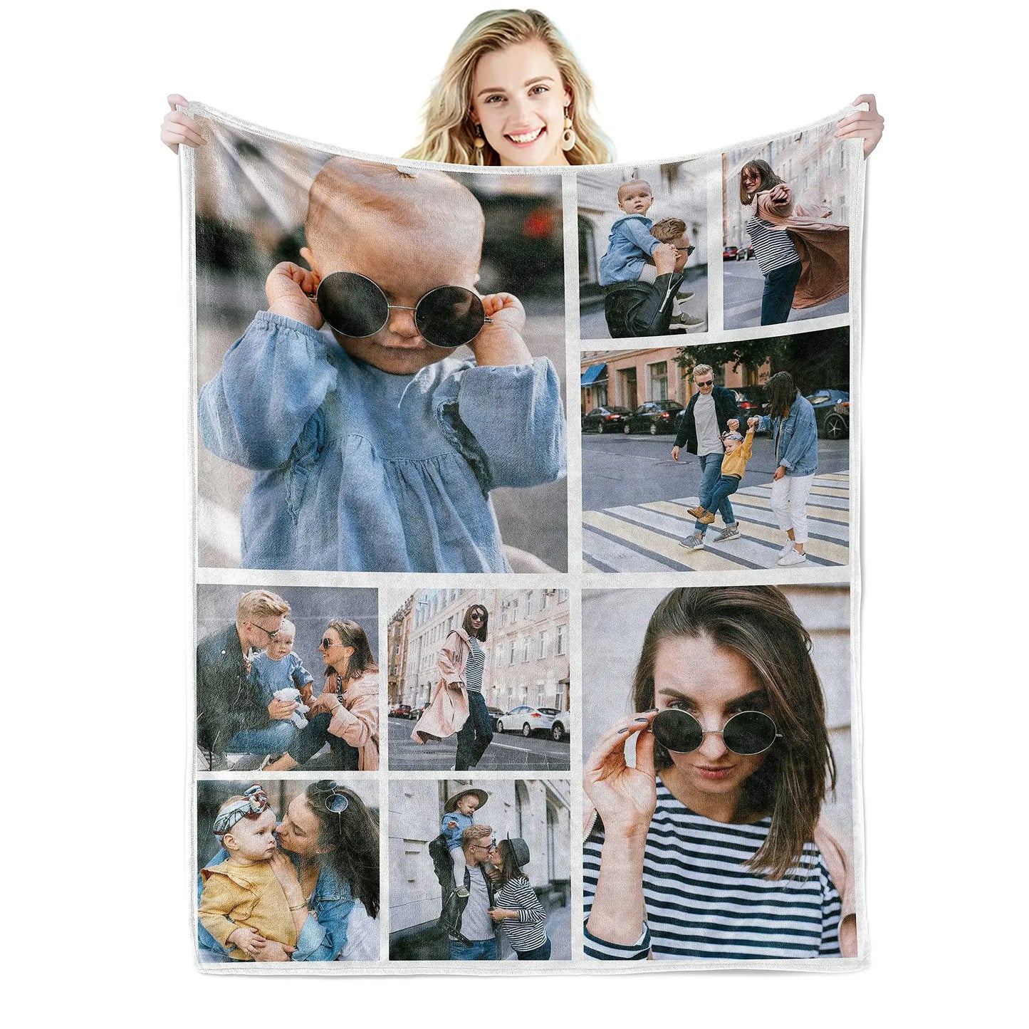 I Love You Custom Blanket with Photo Collage Text Picture Throw Blanket Valentine's Day Birthday Gift