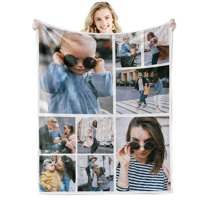 I Love You Custom Blanket with Photo Collage Text Picture Throw Blanket Valentine's Day Birthday Gift