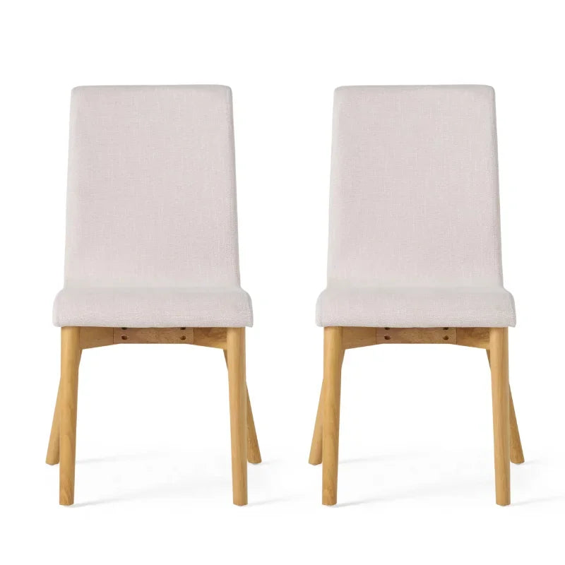 Mid Century Natural Fabric Dining Chairs