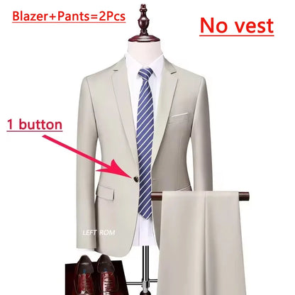 Lässiger dreiteiliger Hochzeitsanzug für Herren