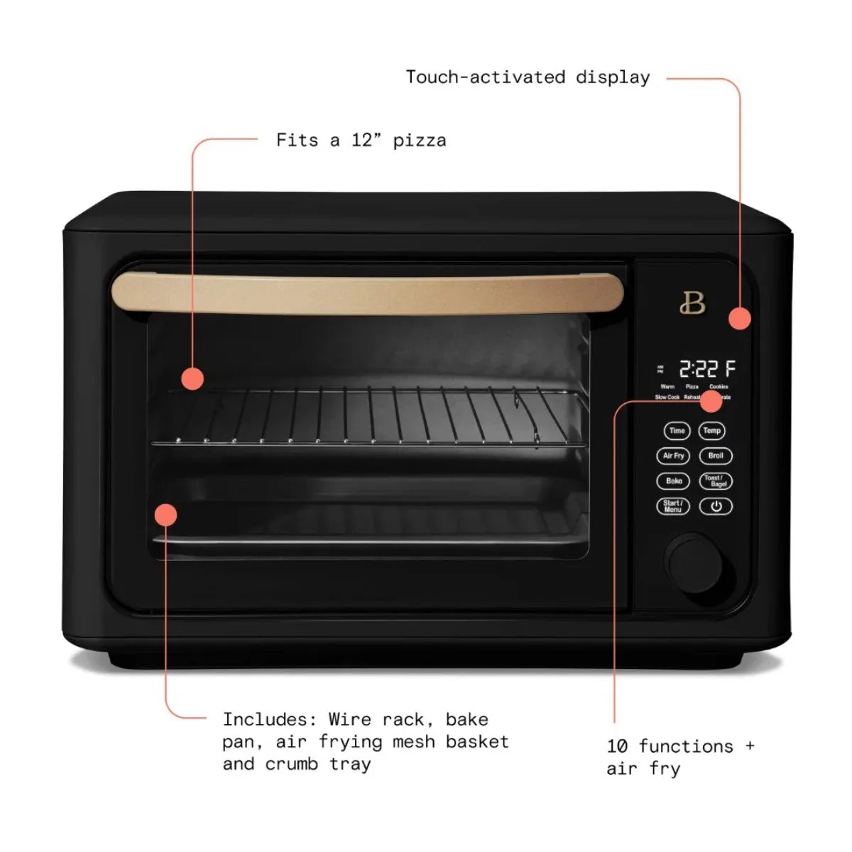 10-Liter-Touchscreen-Luftfritteuse-Toaster-Ofen