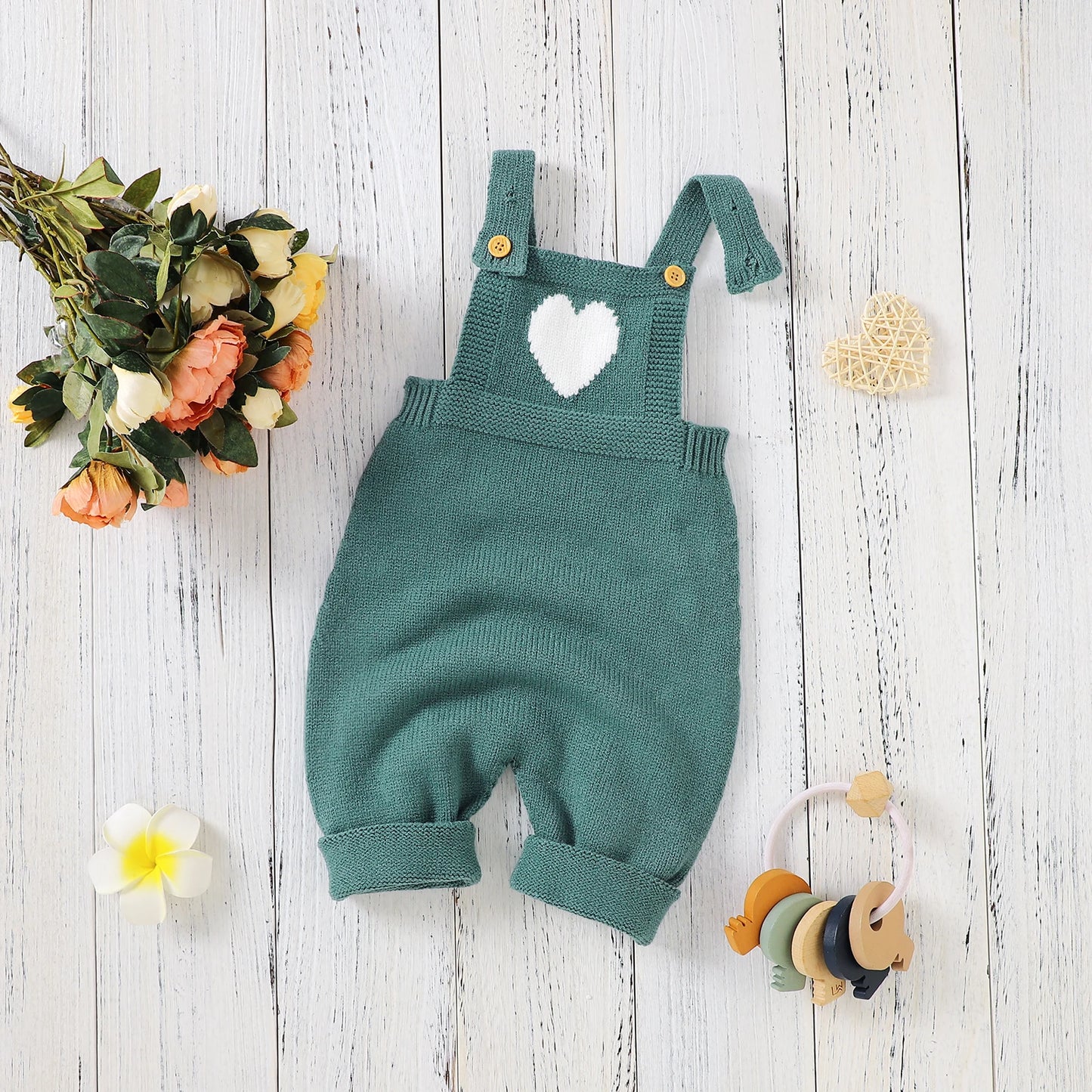 Heart-Shaped Sleeveless Knit Romper for Babies