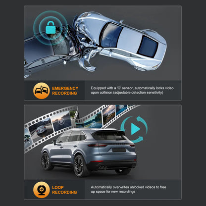 4K-Dashcam mit Doppelobjektiv und WLAN – Zeitraffer – 24-Stunden-Parküberwachung