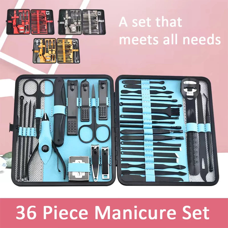 4/36-teiliges Maniküre-Werkzeugset mit Nagelknipsern – tragbares Pflegeset