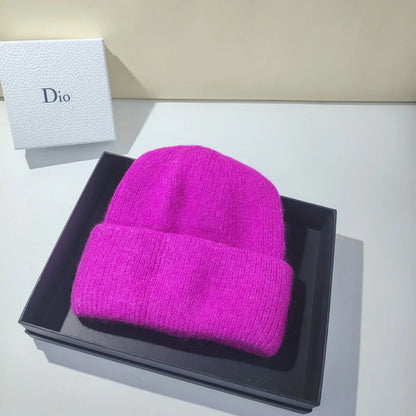 Women's Winter Knitted Beanie - Warm Cashmere Wool & Rabbit Fur Ski Hat