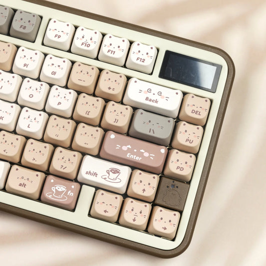 140 Tasten MAO-Profil-Tastenkappen, individuell gestalteter süßer Katzenkopf